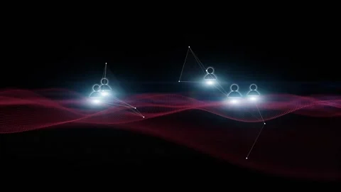 Digital cyberspace network with connected people icons Stock Footage 324199468