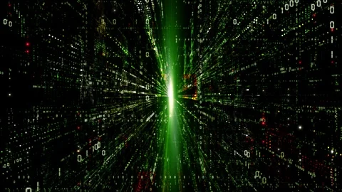 Digital cyberspace with particles and Digital data network connections concep Stock Footage 115572134