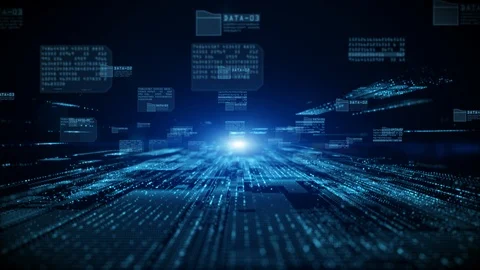 Digital cyberspace with particles and Digital data network connections backgr Video stock 124586679