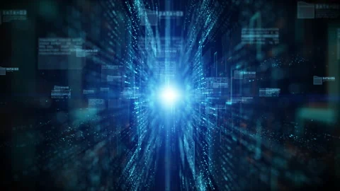 Digital cyberspace with particles and Digital data network connections future Stock Footage 133099144