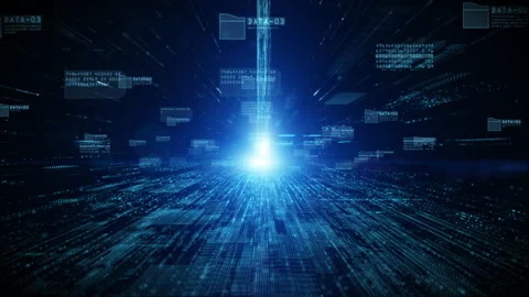 Digital cyberspace with particles and Digital data network connections future Stock Footage 133099208