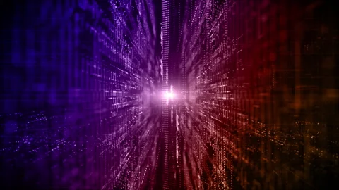 Digital cyberspace with particles and Digital data network connections concep Stock Footage 137009825
