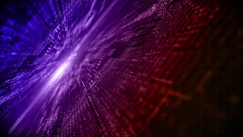 Digital cyberspace with particles and Digital data network connections concep Stock Footage 137010076