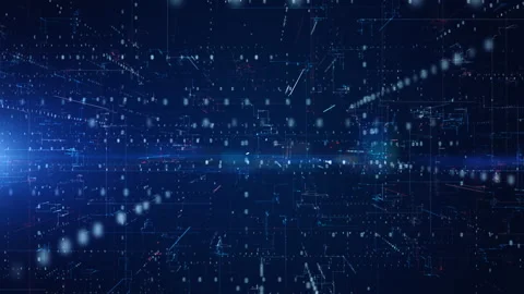 Digital Cyberspace with Particles and Digital Data Network Connections. High Stock Footage 150409460
