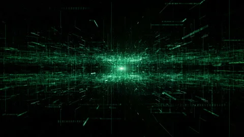 Digital Cyberspace with Particles and Digital Data Network Connections. High Stock Footage 150409708