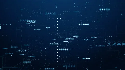 Digital cyberspace with particles and digital data network connections. Stock Footage 153731782