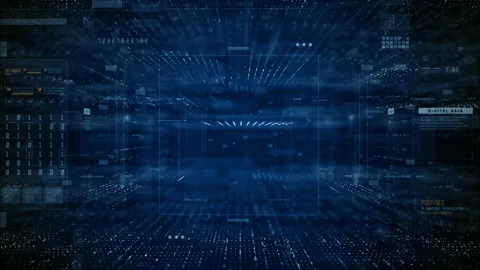Digital Cyberspace with Particles and Digital Data Network Connections. High- Stock Footage 158341656