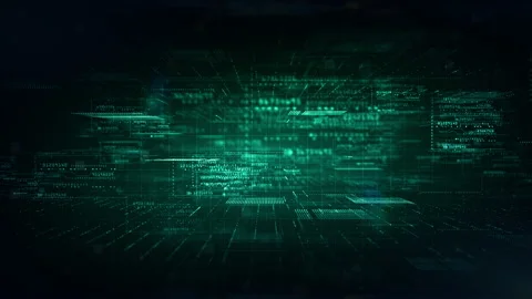 Digital Cyberspace with Particles and Digital Data Network Connections. Stock Footage 186403867
