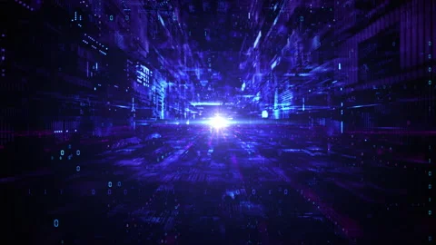 Digital Cyberspace with Particles and Digital Data Network and Blockchain Stock Footage 201572922