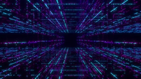 Digital cyberspace with particles and digital data network technologies Video stock 257769820