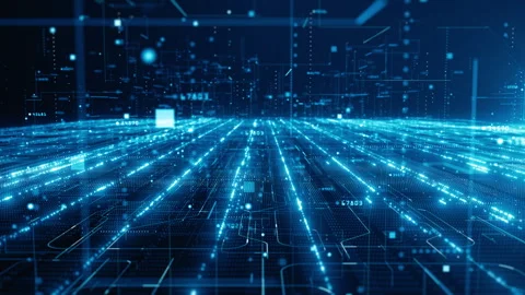Digital Cyberspace with Particles and Digital Data Network Connections Stock Footage 286071569