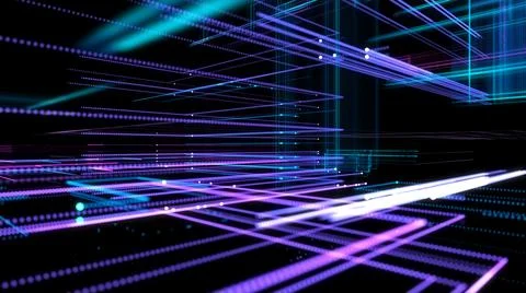 Digital Cyberspace with Particles. Techology background イラスト素材