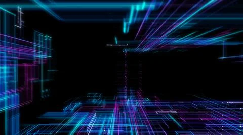 Digital Cyberspace with Particles. Techology background Stock Illustration