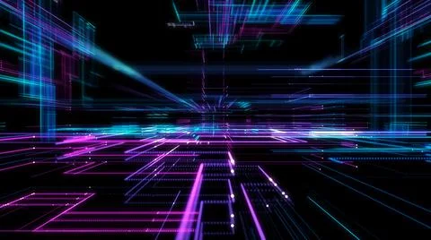 Digital Cyberspace with Particles. Techology background Stock Illustration