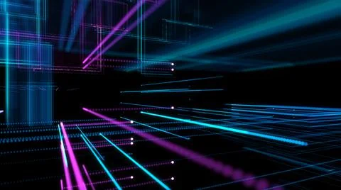 Digital Cyberspace with Particles. Techology background Stock Illustration