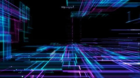 Digital Cyberspace with Particles. Techology background 库存插图