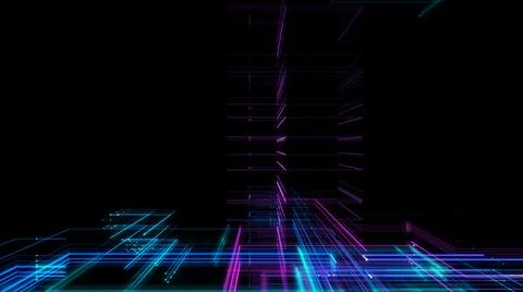 Digital Cyberspace with Particles. Techology background 스톡 일러스트