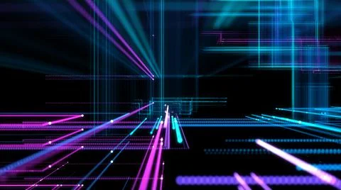 Digital Cyberspace with Particles. Techology background 스톡 일러스트