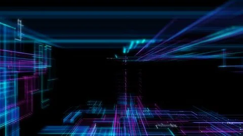 Digital Cyberspace with Particles. Techology background Stock Illustration