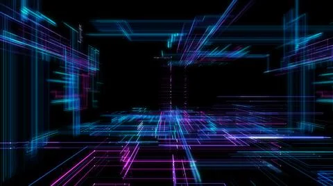 Digital Cyberspace with Particles. Techology background Stock-Illustration
