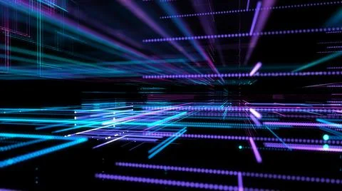 Digital Cyberspace with Particles. Techology background 스톡 일러스트
