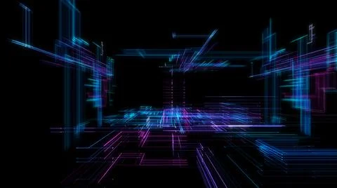 Digital Cyberspace with Particles. Techology background Stock Illustration