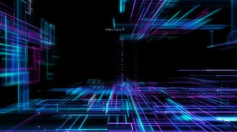 Digital Cyberspace with Particles. Techology background Stock Illustration