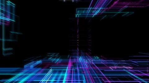 Digital Cyberspace with Particles. Techology background 스톡 일러스트