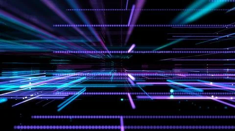 Digital Cyberspace with Particles. Techology background 스톡 일러스트