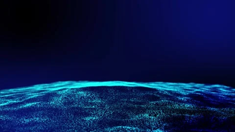 Digital cyberspace particles wave animation isolated on black background Stock Footage 320556343