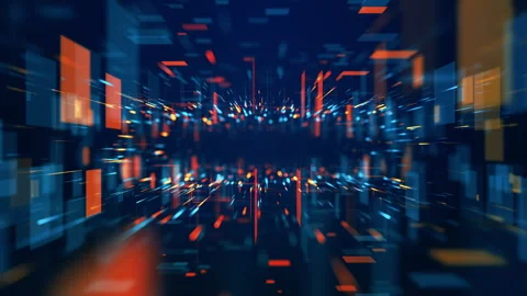 Digital cyberspace technology abstract background with squares and lines Stock Footage 260685288