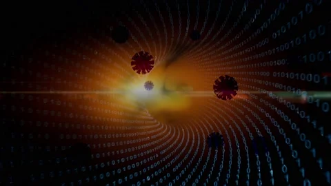 Digital cyberspace tunnel with binary numbers Видео 226583189