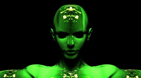Digital Cyborg Woman Animation Stock Footage