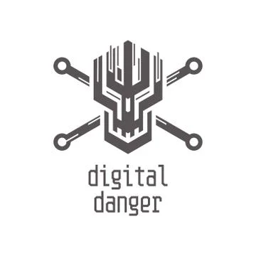 Digital danger icon 스톡 일러스트