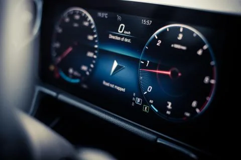 Digital dashboard of a car Stock Photos