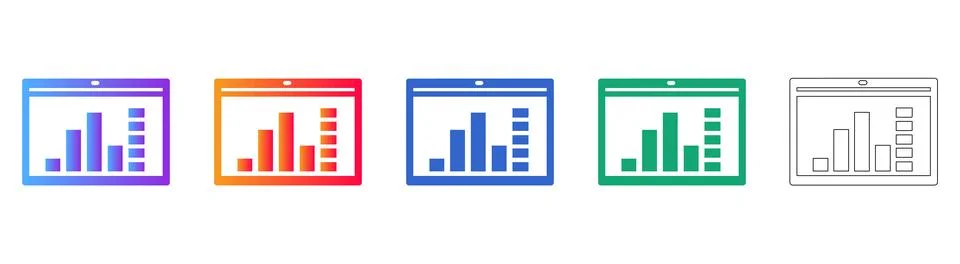 Digital Dashboard Display Chart Icons Stock Illustration