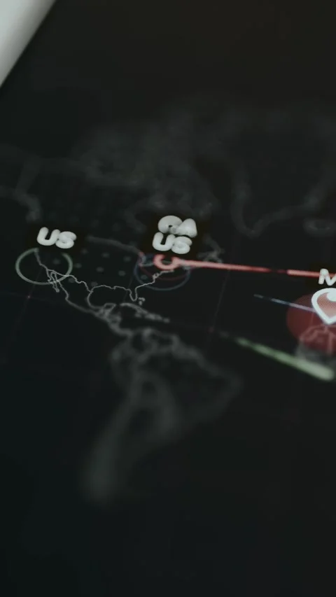 Digital dashboard displaying the United States involved in cyberattacks as Stock Footage 330240865
