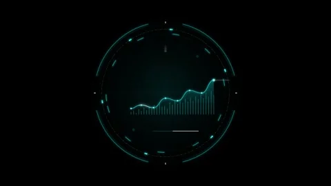 Digital dashboard with a growing financial chart and progress bar in cyan o.. 動画素材 335826634