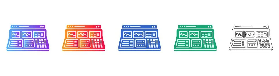 Digital Dashboard Interface Icons Set Stock Illustration