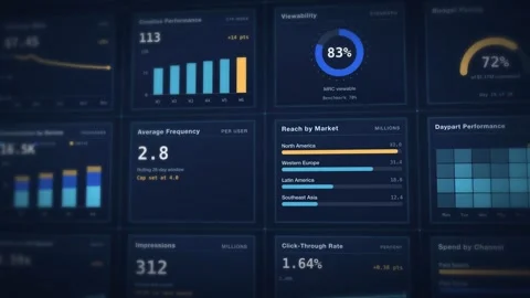 Digital Dashboard Media Metrics Visualization Interactive Data Analysis Stock Footage 342478199