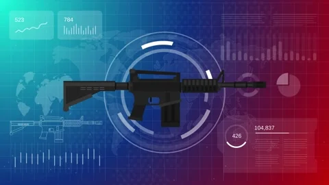 digital dashboard rifle weapon with data... | Stock Video | Pond5
