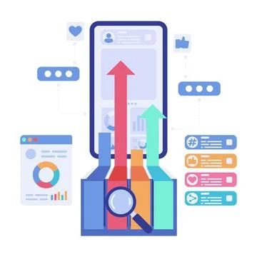Digital Dashboard for Social Media Analytics and Trend Monitoring Illustrazione stock