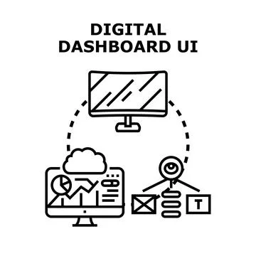 Digital dashboard ui creating analytics and online management Illustrazione stock