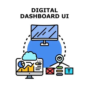 Digital dashboard ui creating analytics and online management Stock Illustration