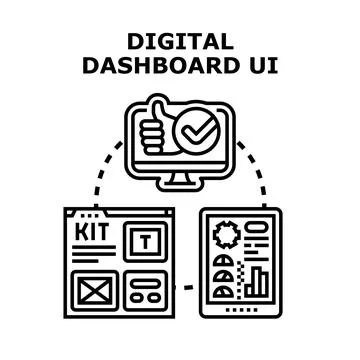 Digital dashboard user interface application ecosystem Stock Illustration
