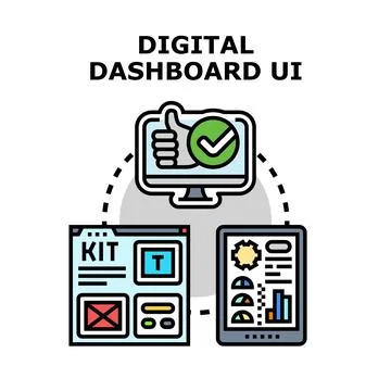Digital dashboard user interface application ecosystem Stock Illustration
