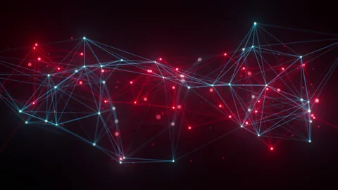 Digital data, 3d technological hologram, abstract plexus structure Stock Footage 139428987