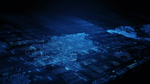 Digital data analysis and data mining digital interface with abstract Stock Footage 327943199