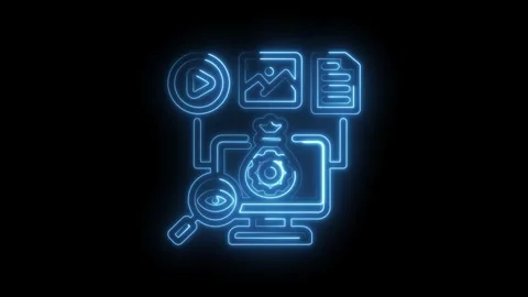 Digital data analysis and financial growth concept with glowing neon icons .. Stock Footage 346122259