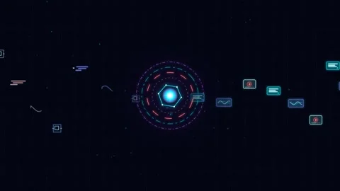 Digital Data Analysis and Futuristic Hud Interface, Business Technology 스톡 동영상 341364798